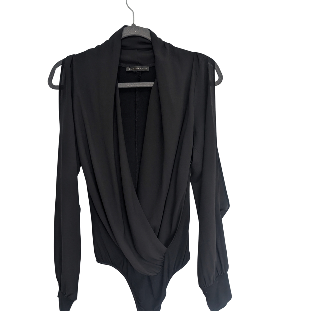Caribbean Queen Black Drape Bodysuit
